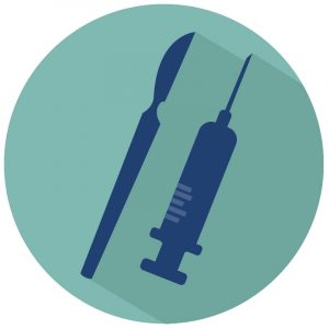 Cancer Treatment Scapel and Syringe Icon
